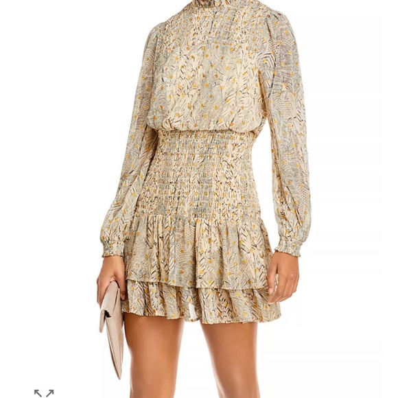 Aqua Dresses & Skirts - Aqua Polka Dot Long Sleeve Print Smocked Dress